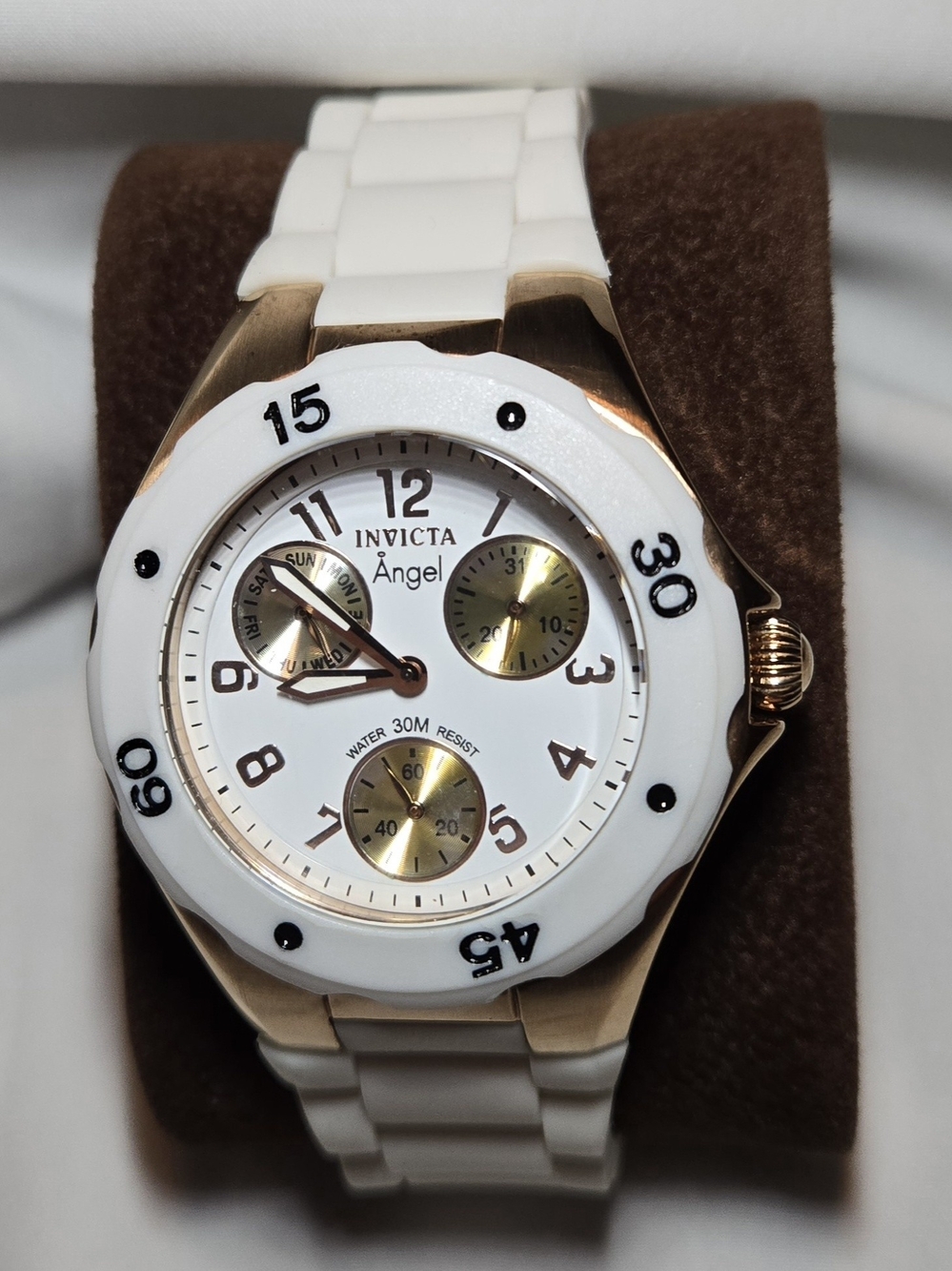 Invicta Women's Angel Multi-Function Rose Gold & White Watch (Model 0716)